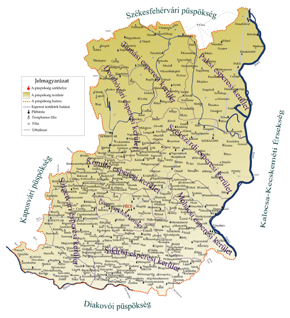 Pécsi Egyházmegye térképe